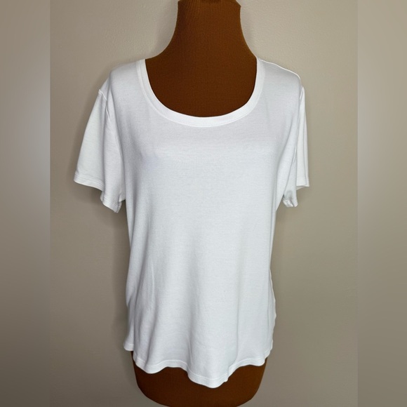 White Stag Classic White Round Neck Short Sleeve Top Size Large - Picture 1 of 4